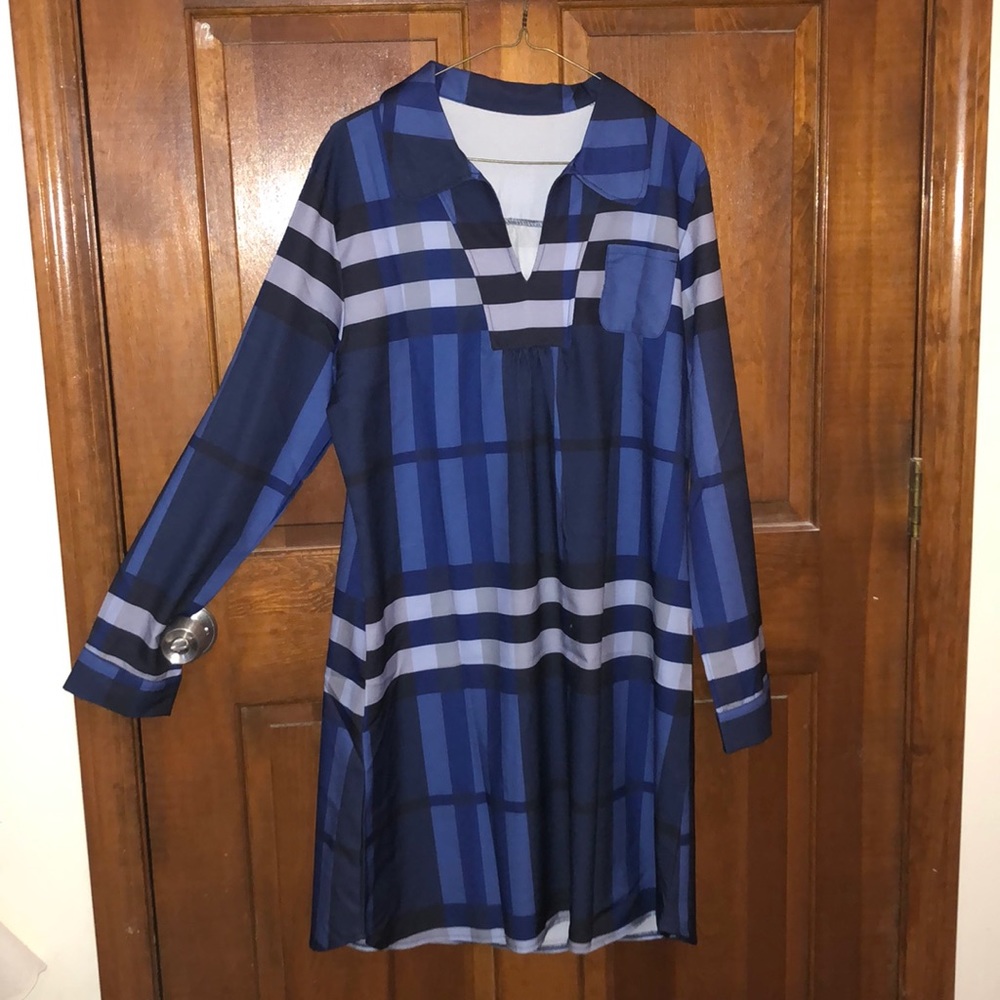 Plaid blue pattern dress